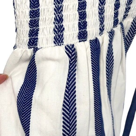 Sail to Sable STS Womens Striped Smocked Sleeveless Sundress Navy White Large NW - Picture 5 of 11